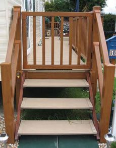 Gate and steps to a PVC Static Caravan Verandah