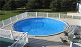 Plastic vinyl Garden decking with inset swimming pool